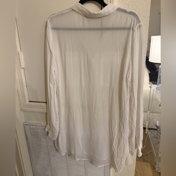 White Sheer Button-Up Blouse - Picture 3 of 6